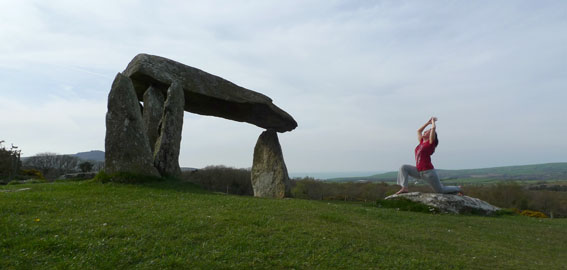 Yogajen yoga at Pentre Ifan, Pembrokeshire